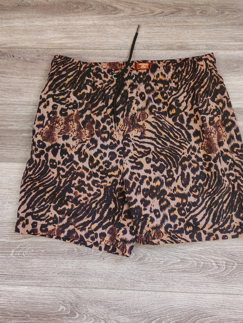 Consequence Swim Trunks Tan/Black Large Leopard